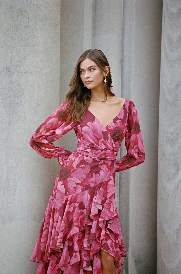 Hutch Kya Dress - Wine Floral Chiffon