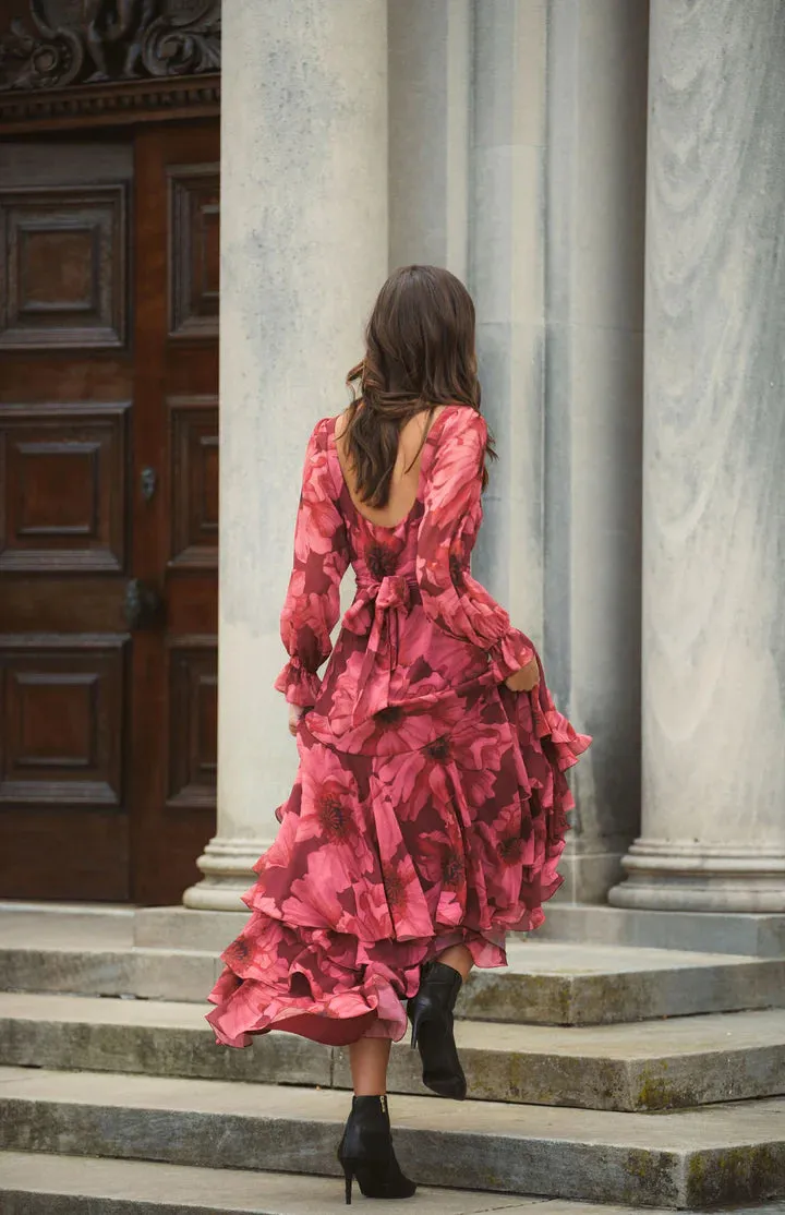 Hutch Kya Dress - Wine Floral Chiffon