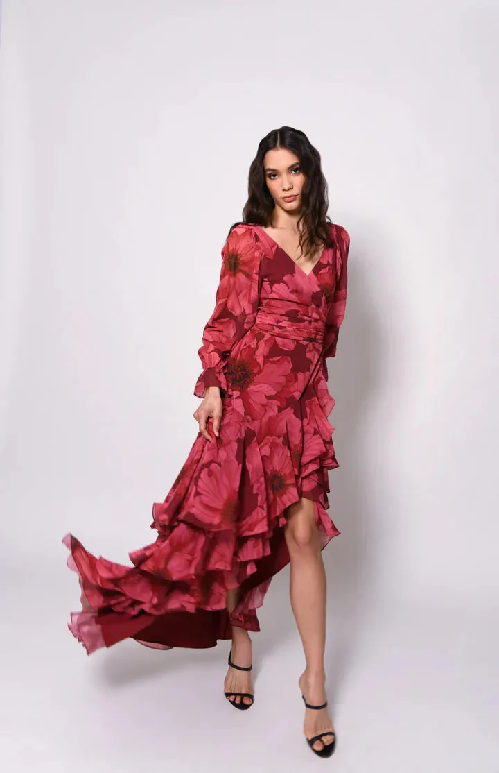 Hutch Kya Dress - Wine Floral Chiffon