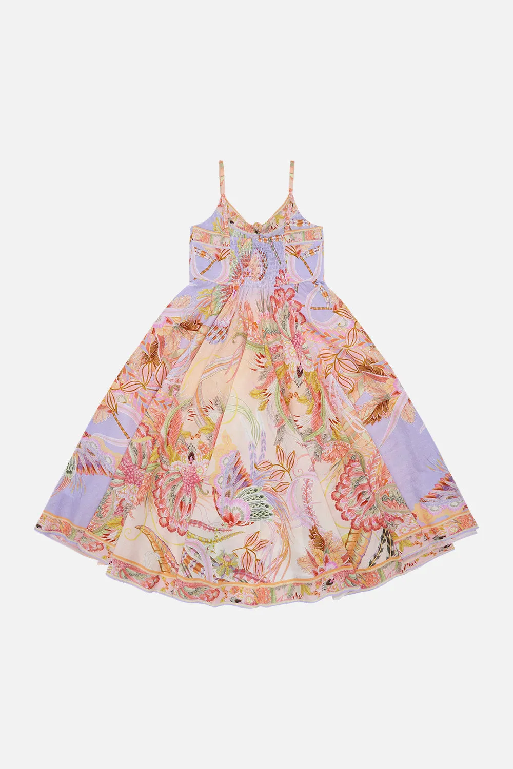 KIDS TIE FRONT MAXI DRESS 4-10 COSMIC TUSCAN
