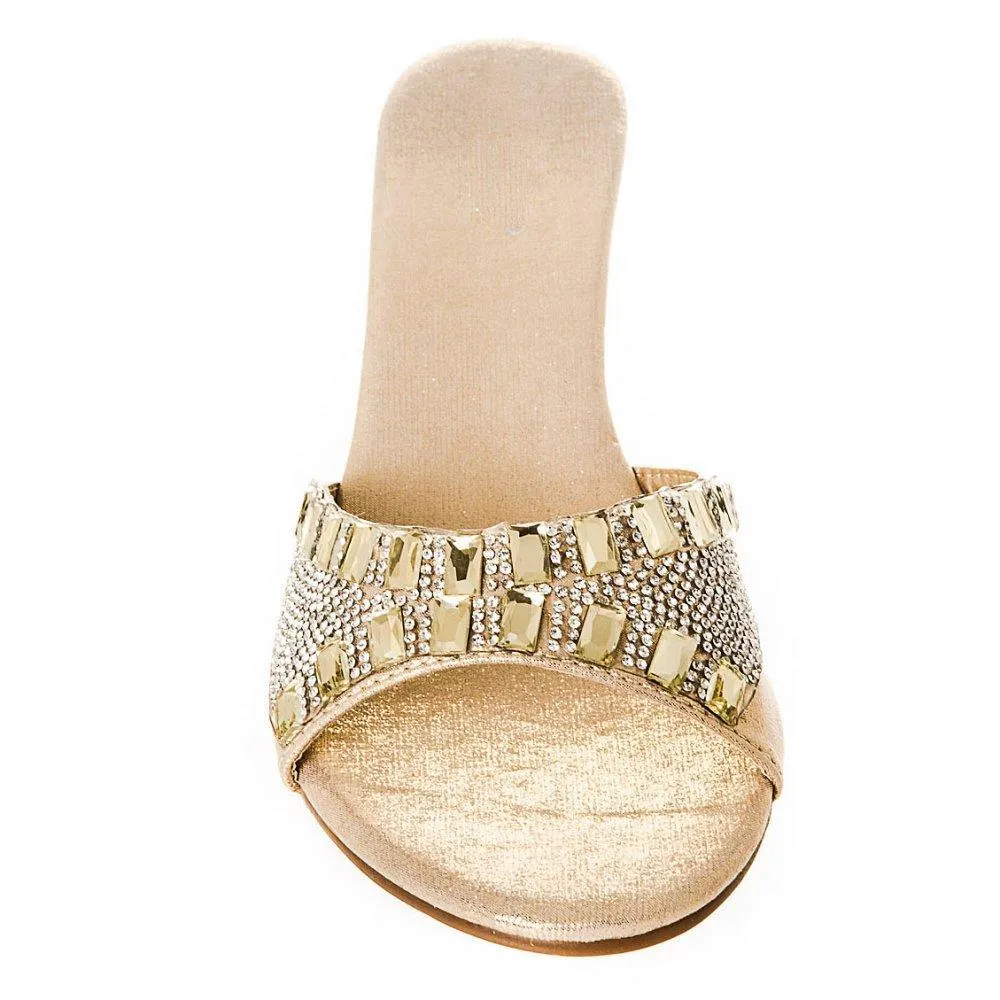 Kimberley Low Heel Diamante Open Wedge Sandal