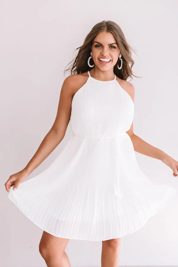 Laughing In London Pleated Dress In White