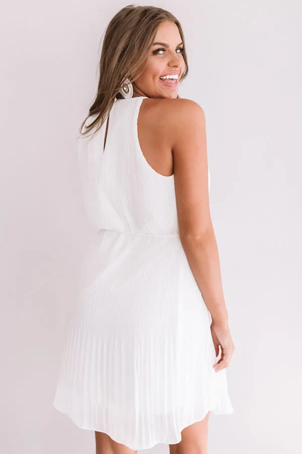 Laughing In London Pleated Dress In White