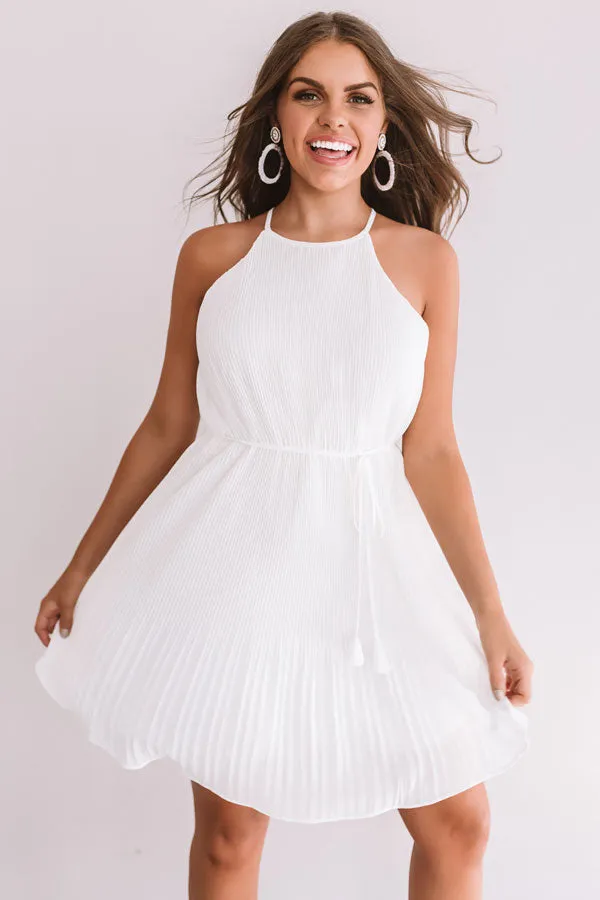 Laughing In London Pleated Dress In White