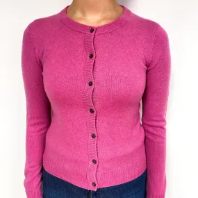 Lupin Pink Cashmere Crew Neck Cardigan Small