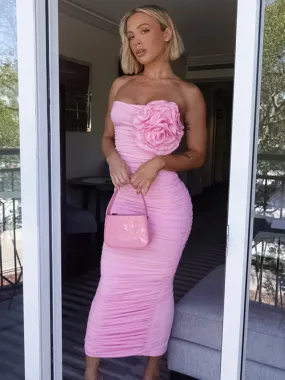 Lydia Flower Strapless Bodycon Maxi Dress