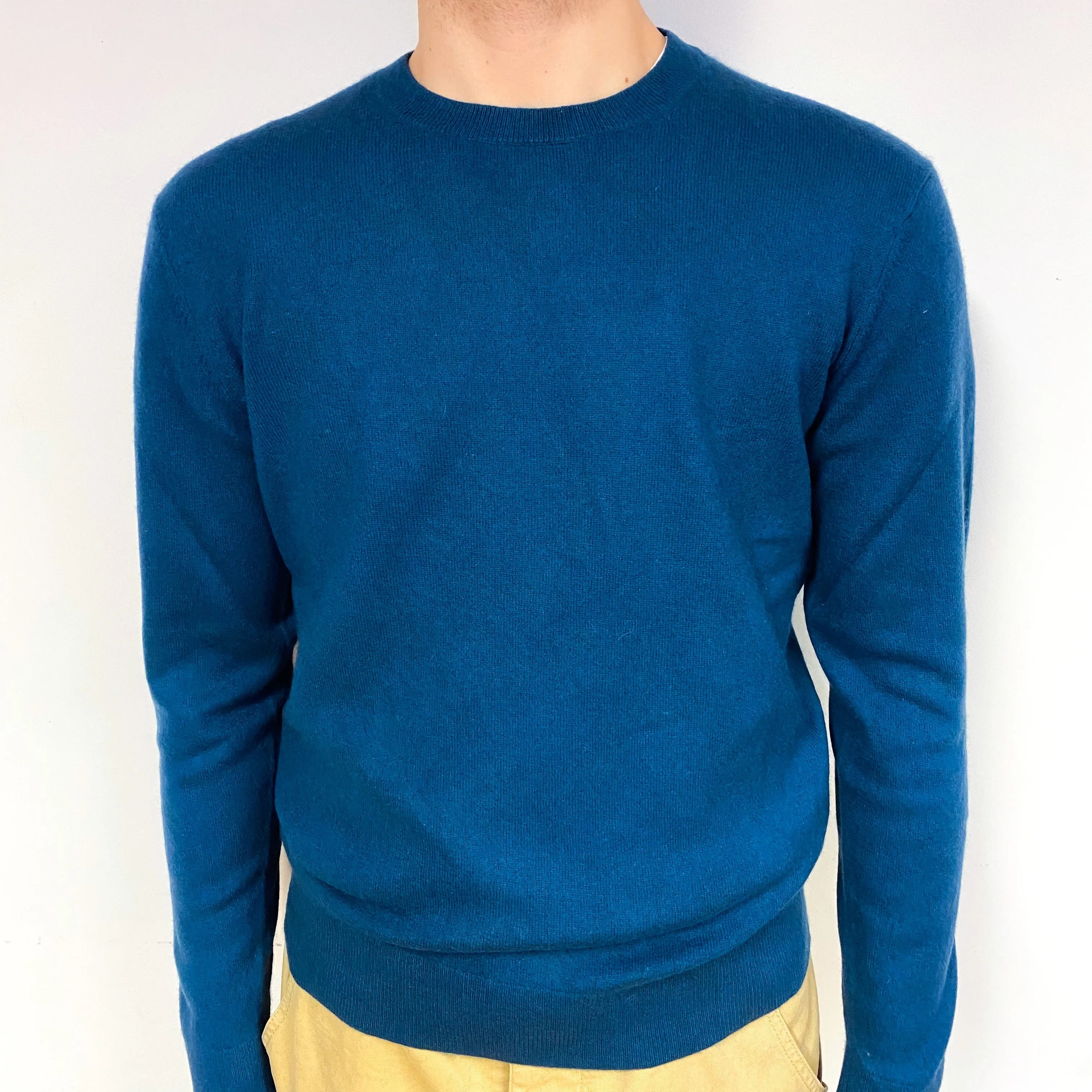 Men's Airforce Blue Cashmere Crew Neck Jumper Large