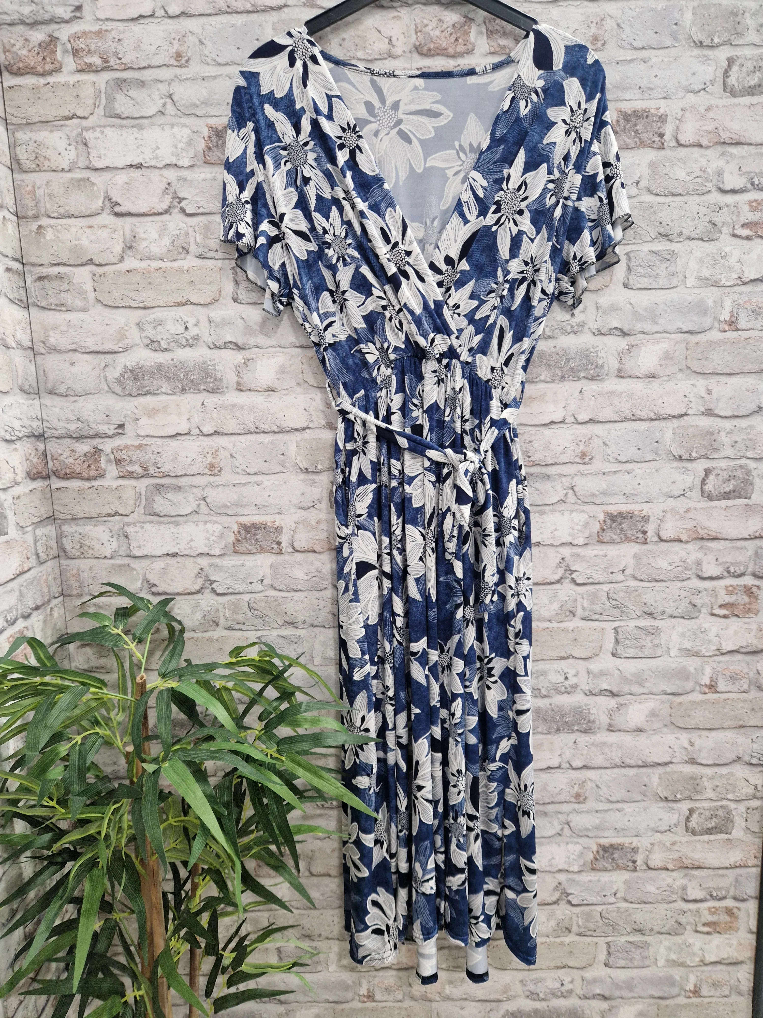 Midi Patterned Wrap Dress