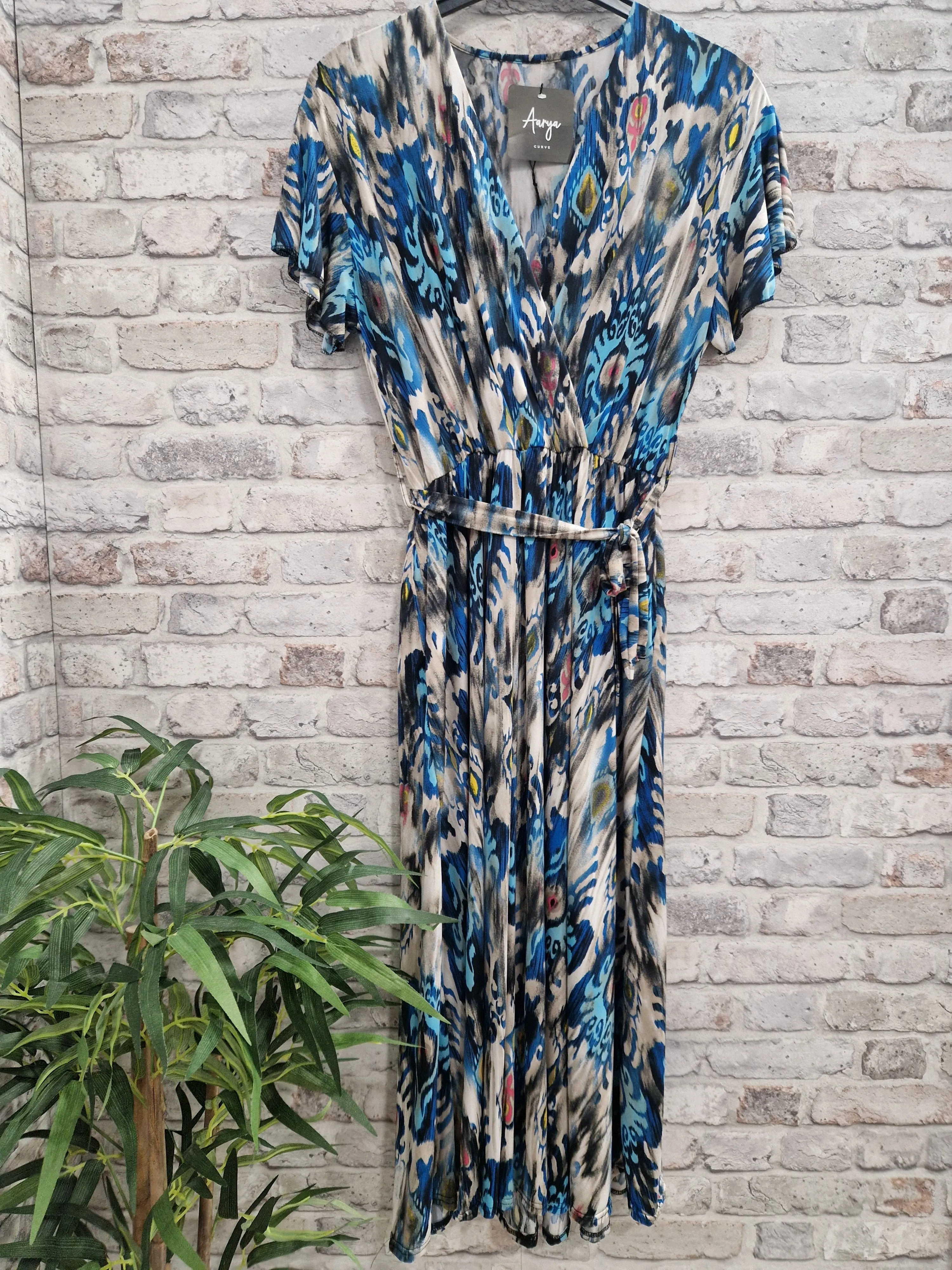 Midi Patterned Wrap Dress