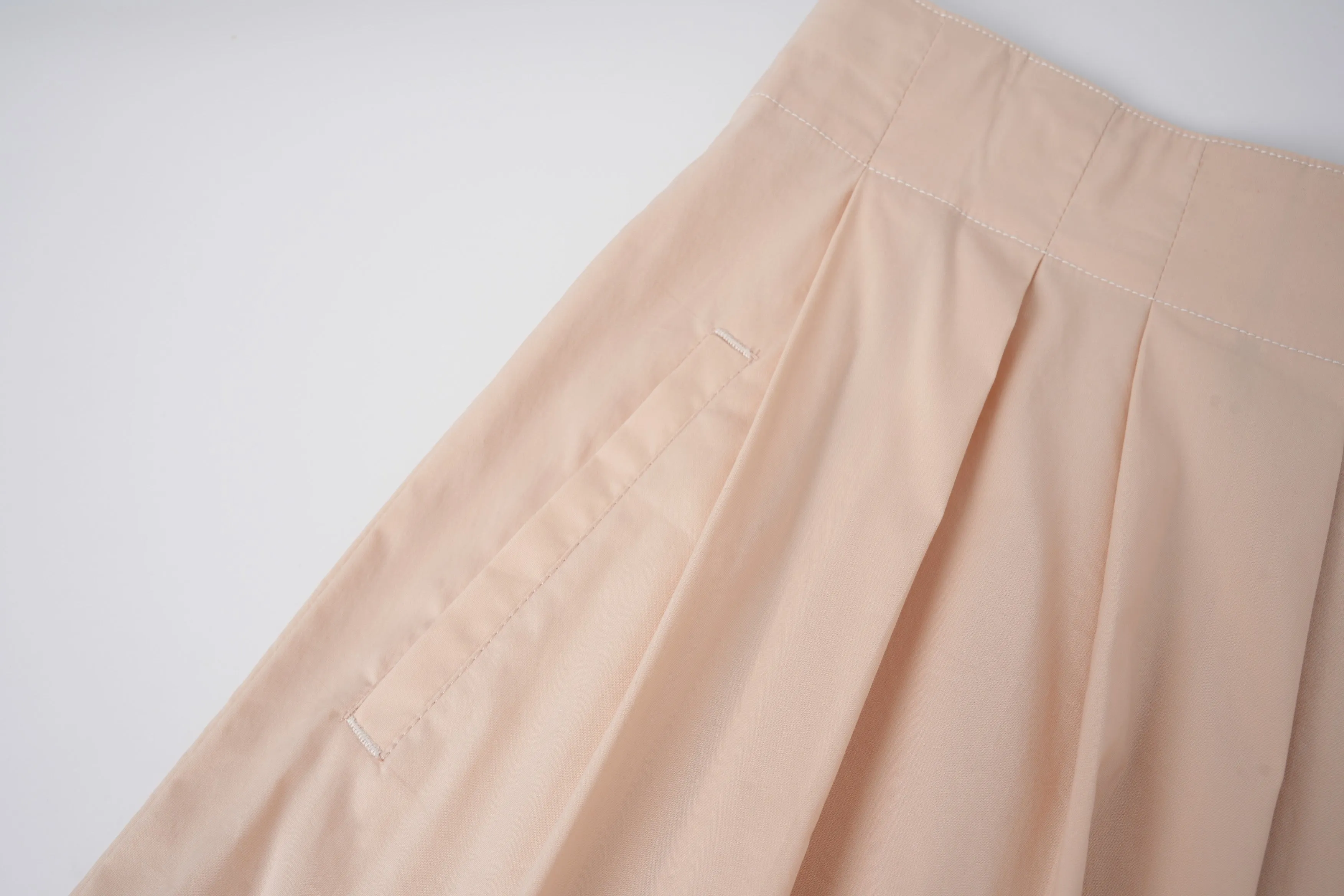 midi soft pleated skirt - beige
