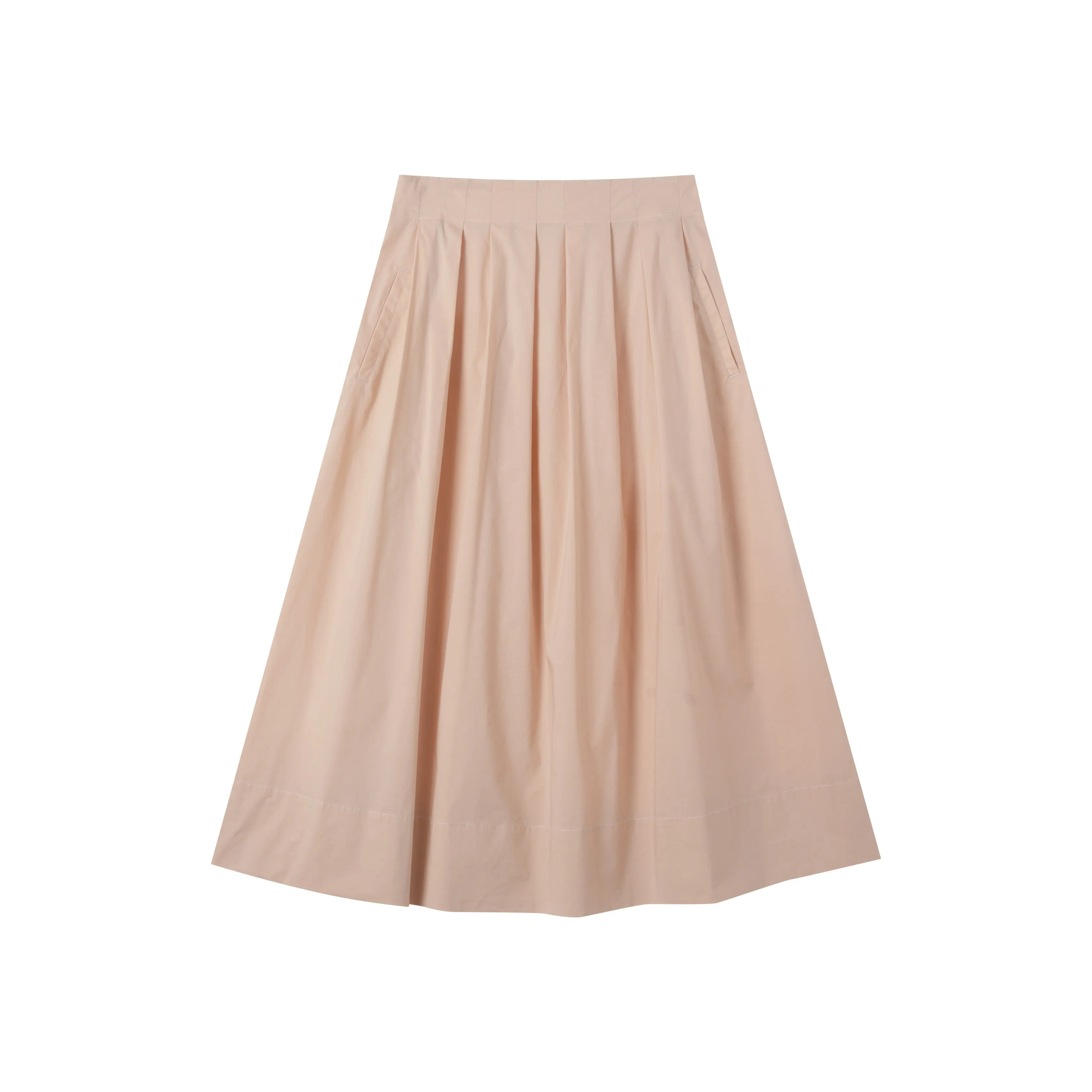 midi soft pleated skirt - beige