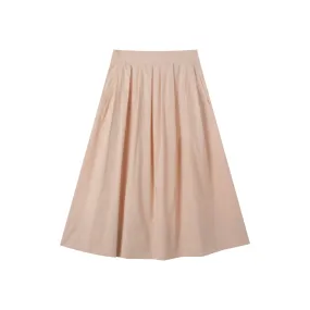 midi soft pleated skirt - beige