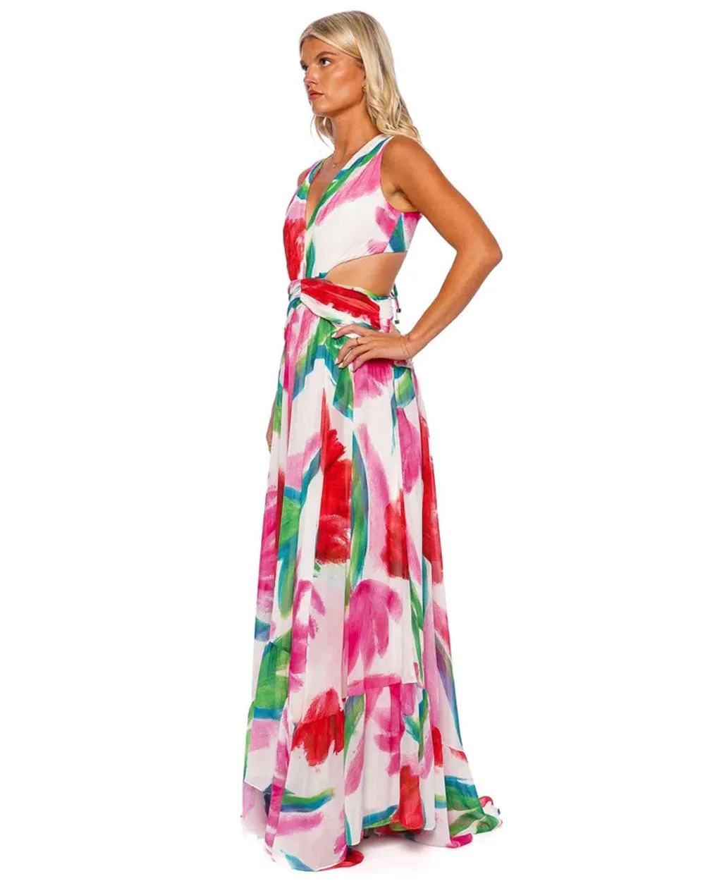 Multicolor Allegro Cut Out Maxi Dress