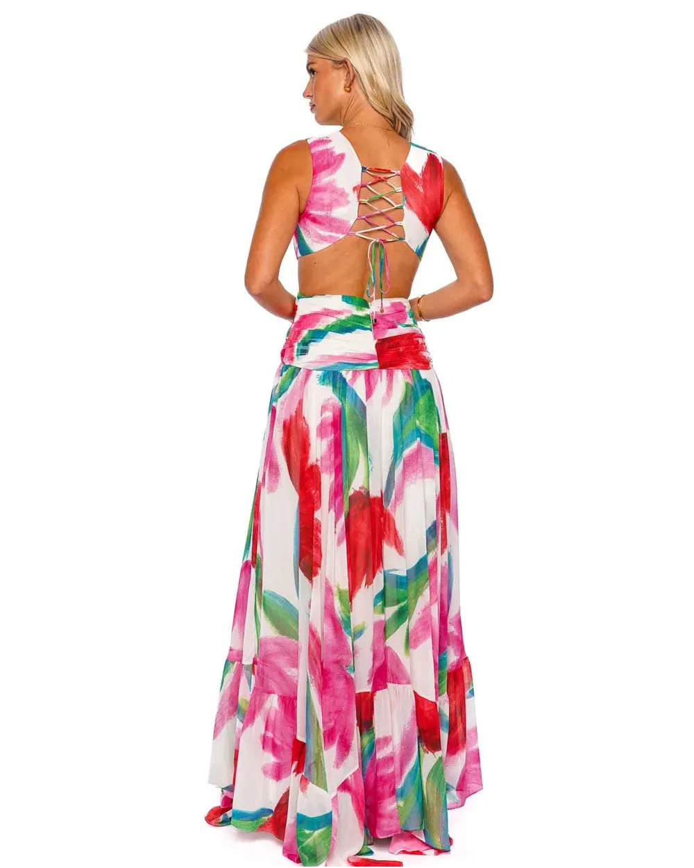 Multicolor Allegro Cut Out Maxi Dress