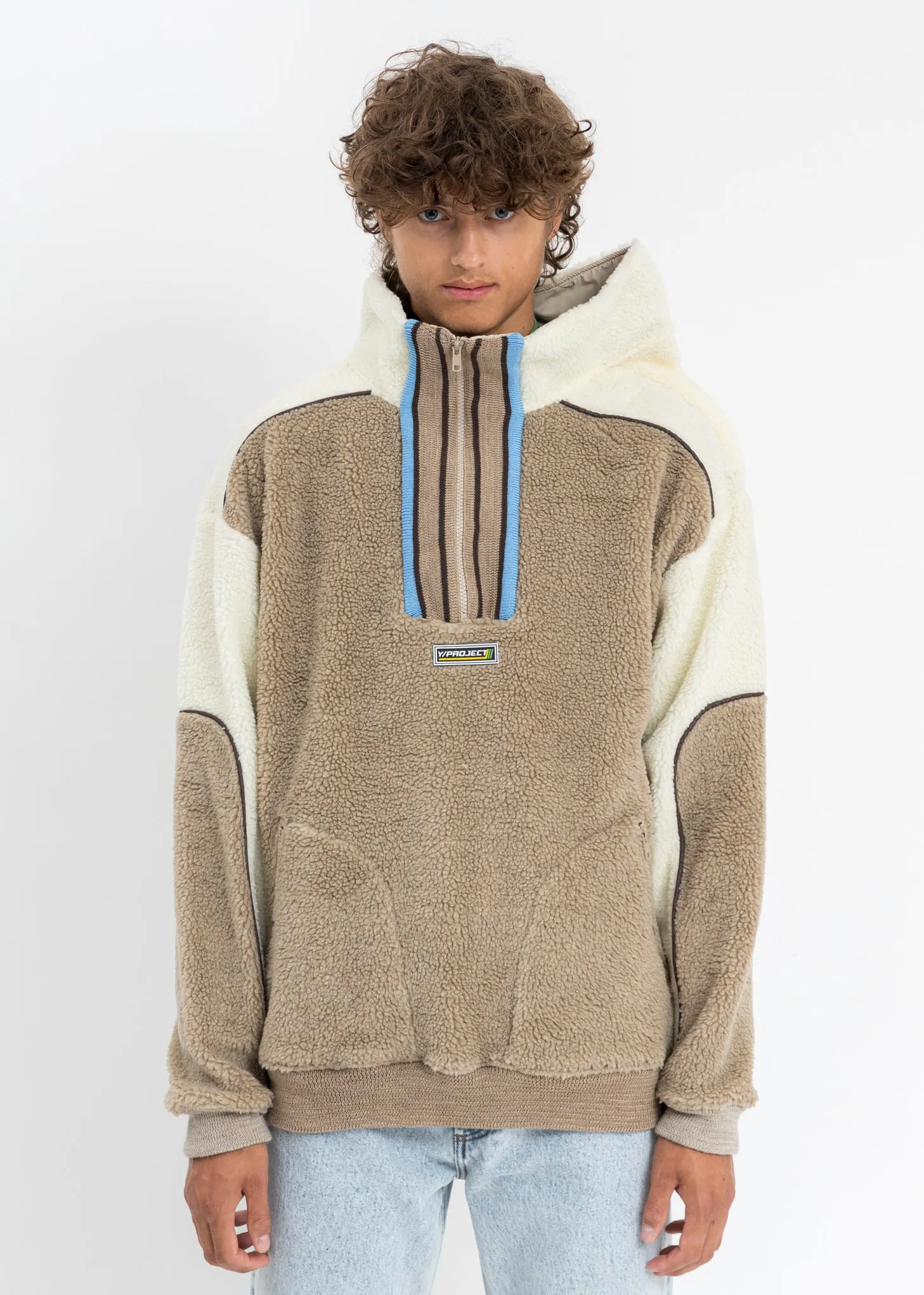 Multicolor Clip Shoulder Fleece Sweater