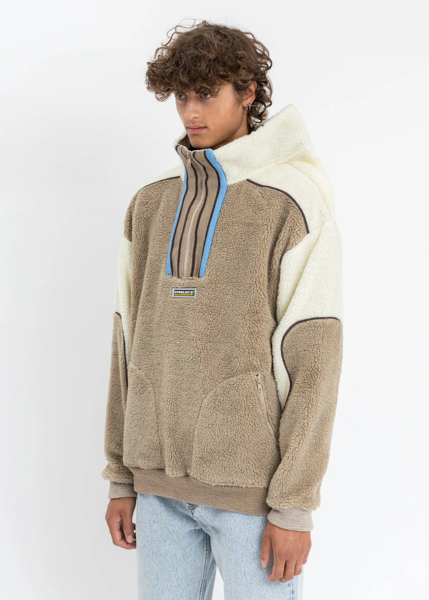 Multicolor Clip Shoulder Fleece Sweater