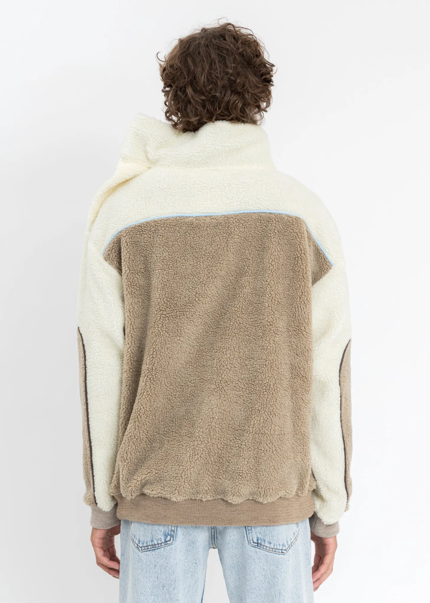 Multicolor Clip Shoulder Fleece Sweater