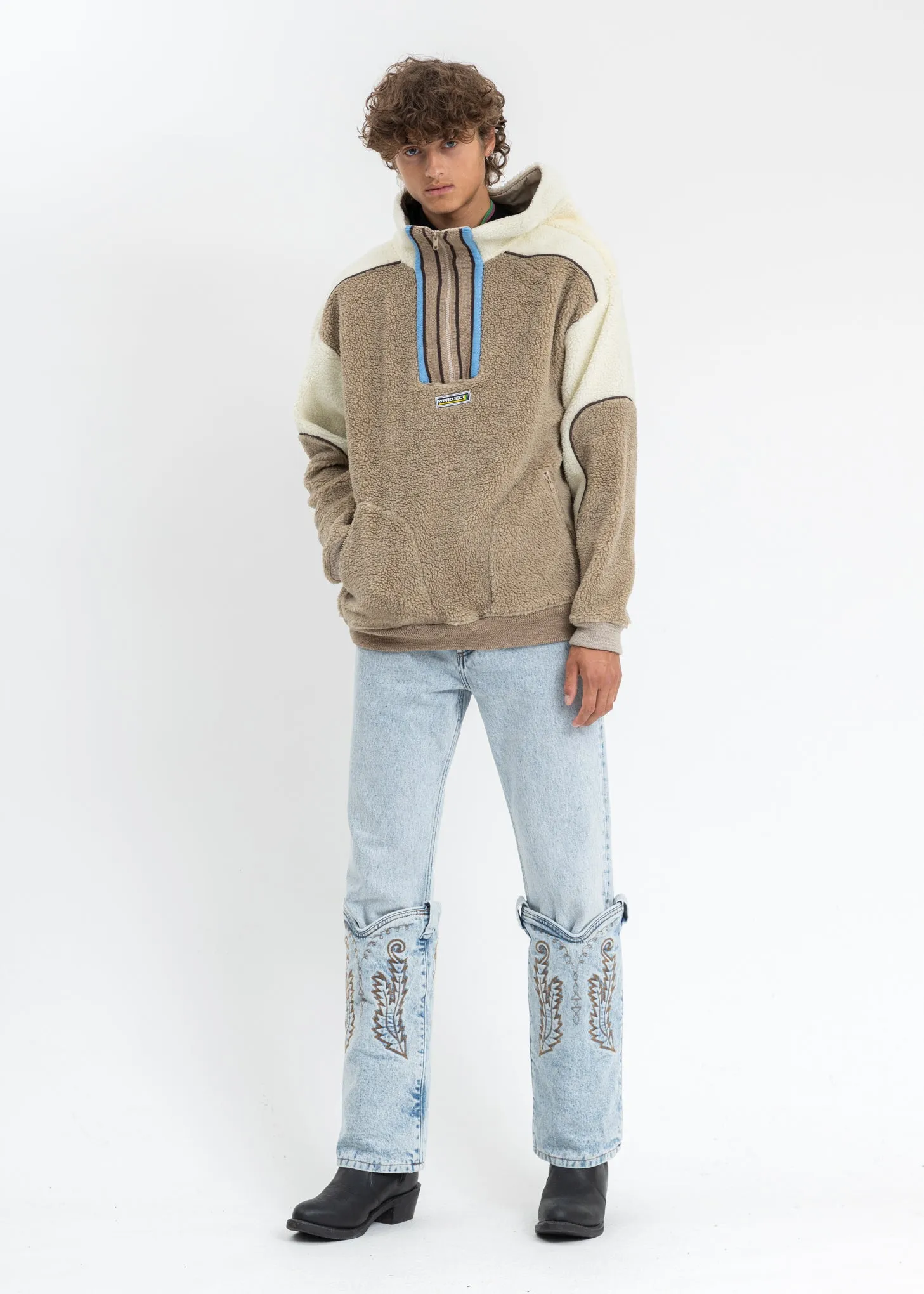 Multicolor Clip Shoulder Fleece Sweater