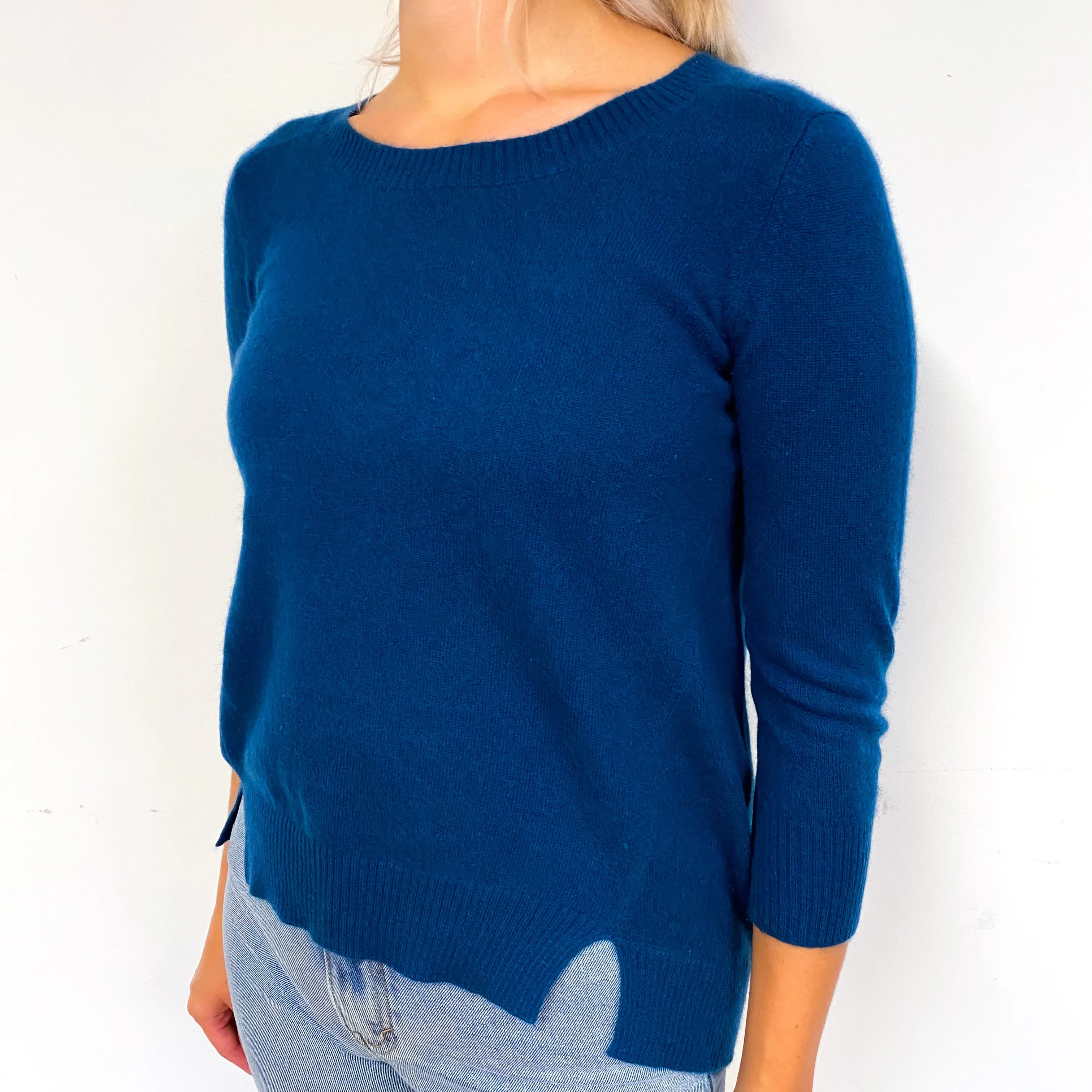 Ocean Blue Slouchy Cashmere Crew Neck Jumper Small