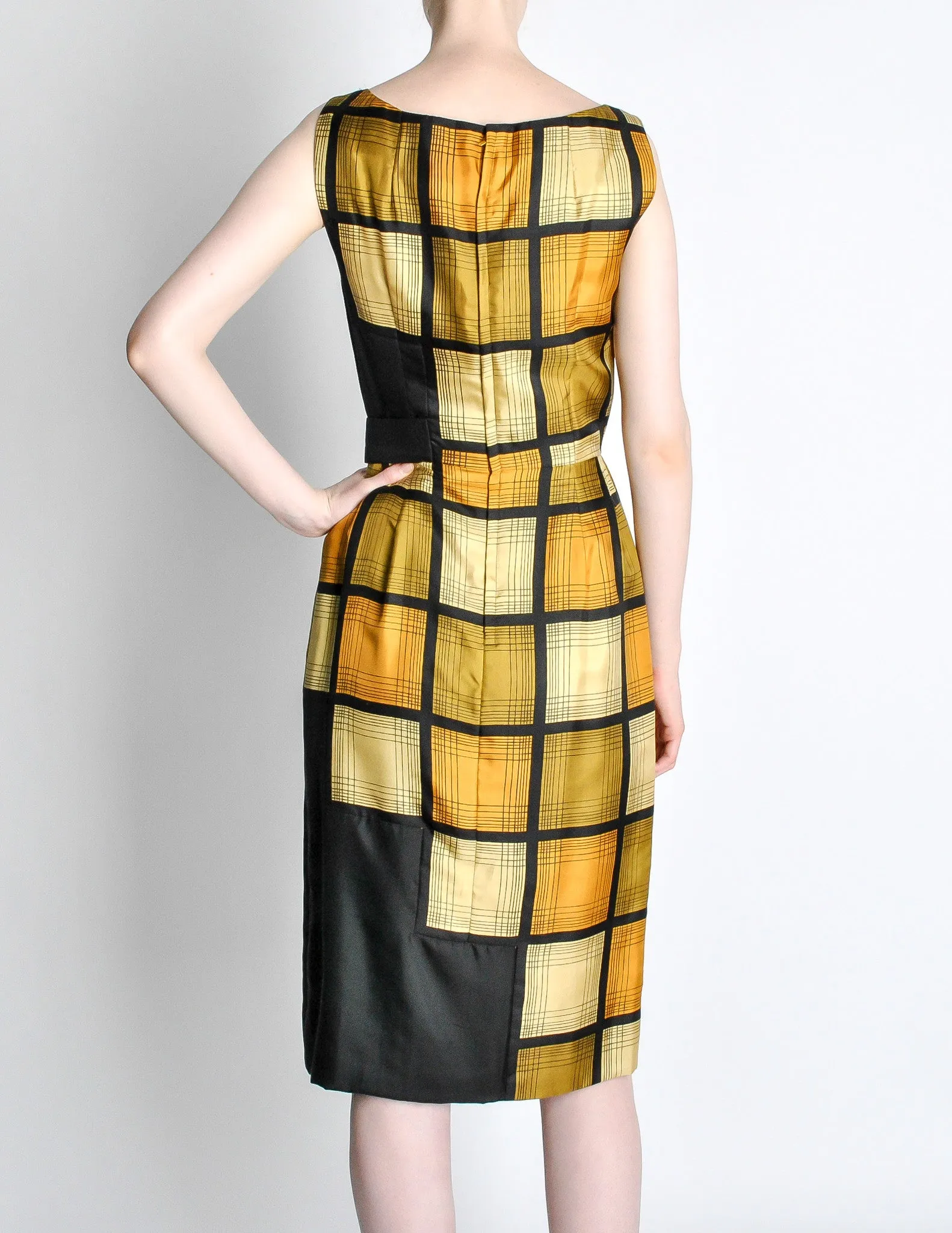 Oleg Cassini Vintage 1960s Silk Square Print Dress