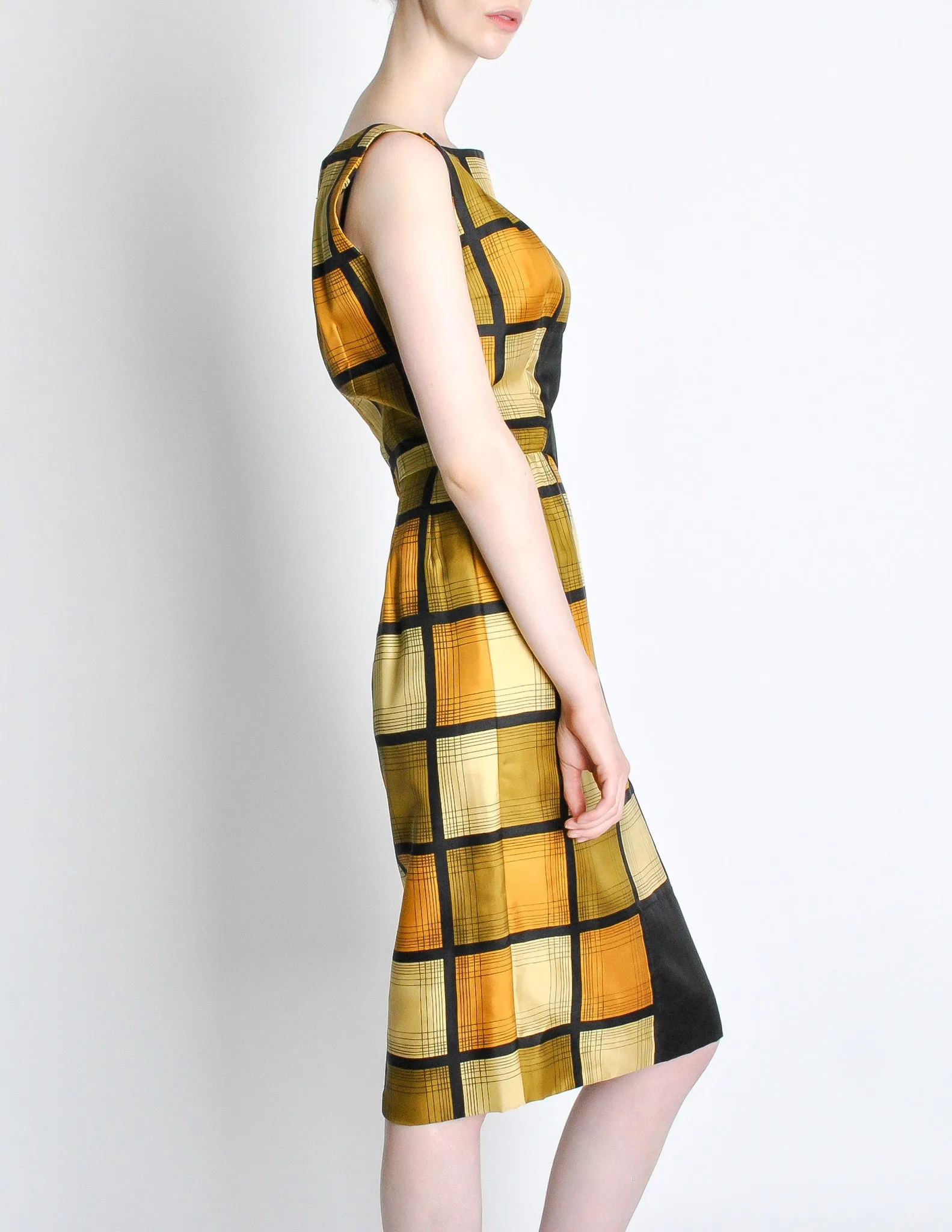 Oleg Cassini Vintage 1960s Silk Square Print Dress