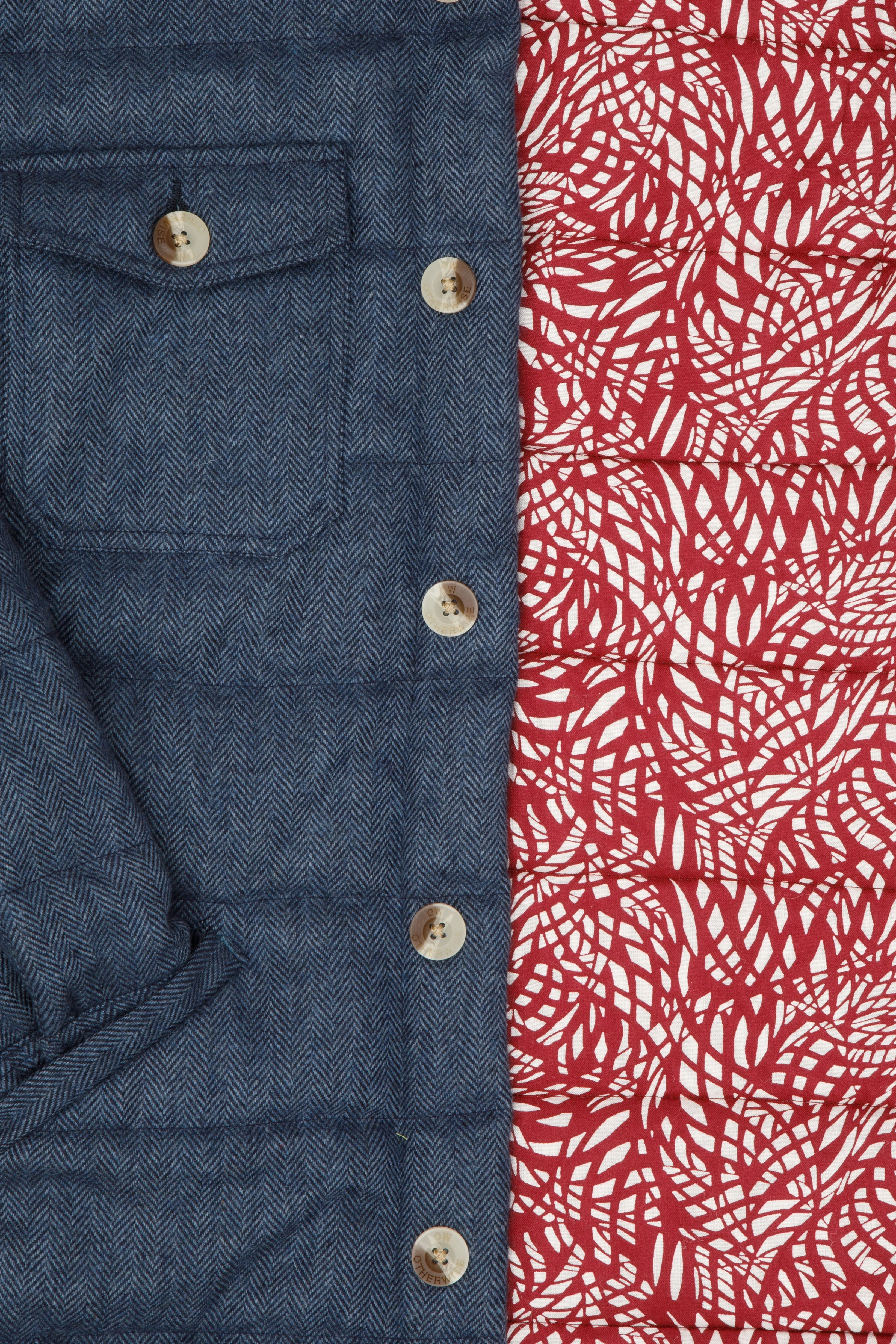 olu upcycled wool puffer jacket in blue