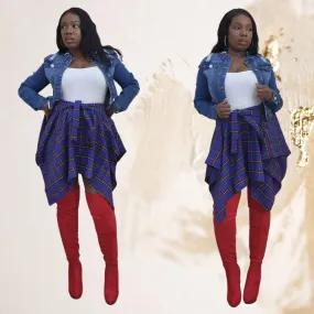 Plaid Tie Knot Front Skirt