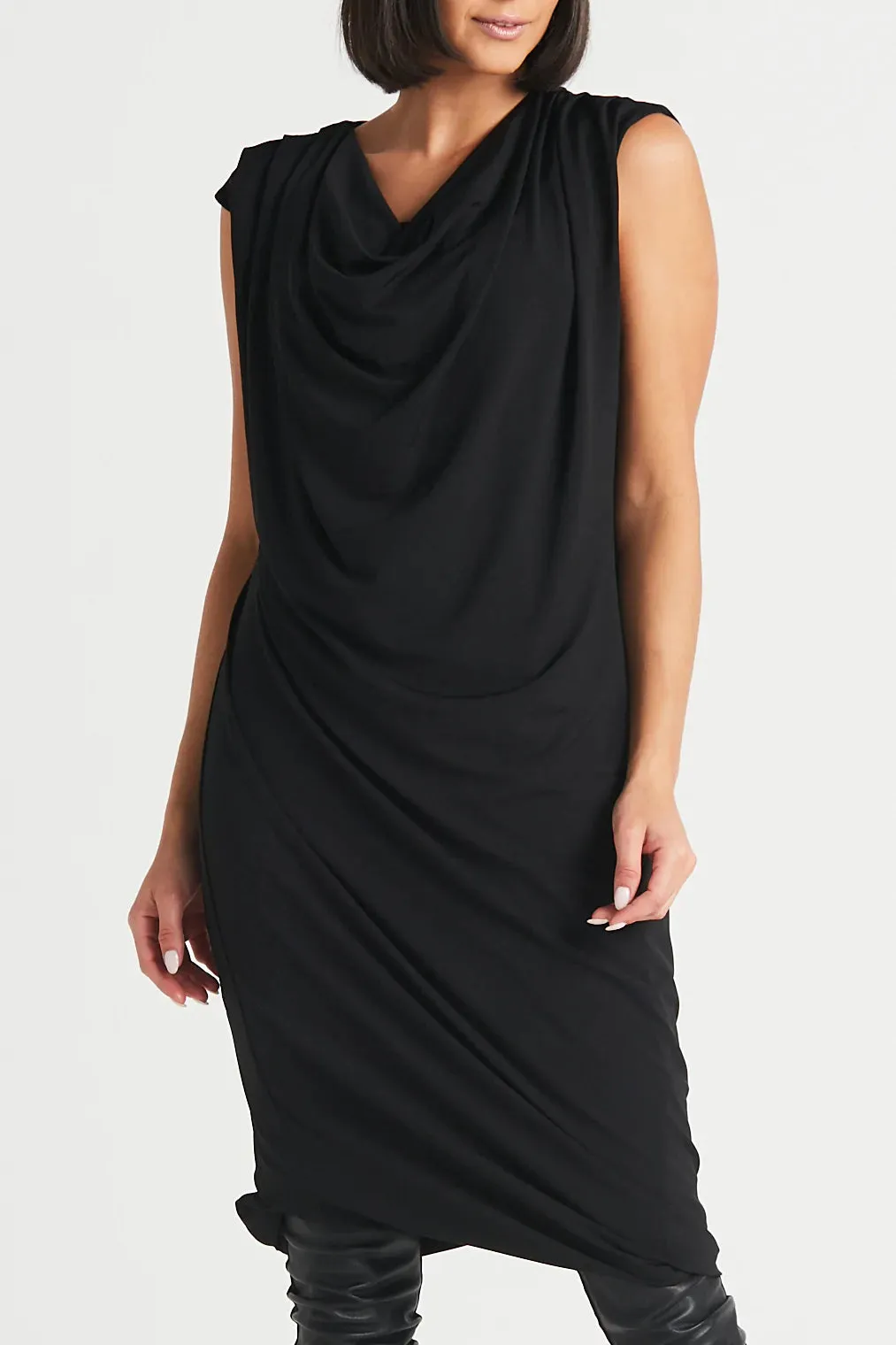 Planet - Matte Jersey Drape Dress - Black