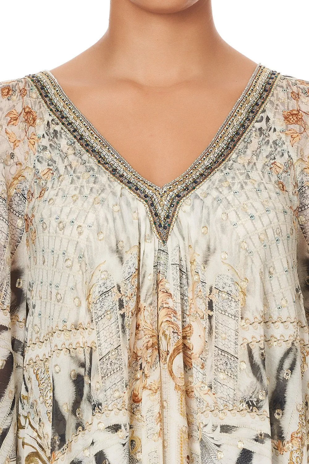 PLEAT SLEEVE LONG DRESS GATES OF GLORY