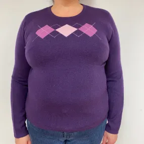 Purple Diamond Cashmere Crew Neck Jumper Extra Large