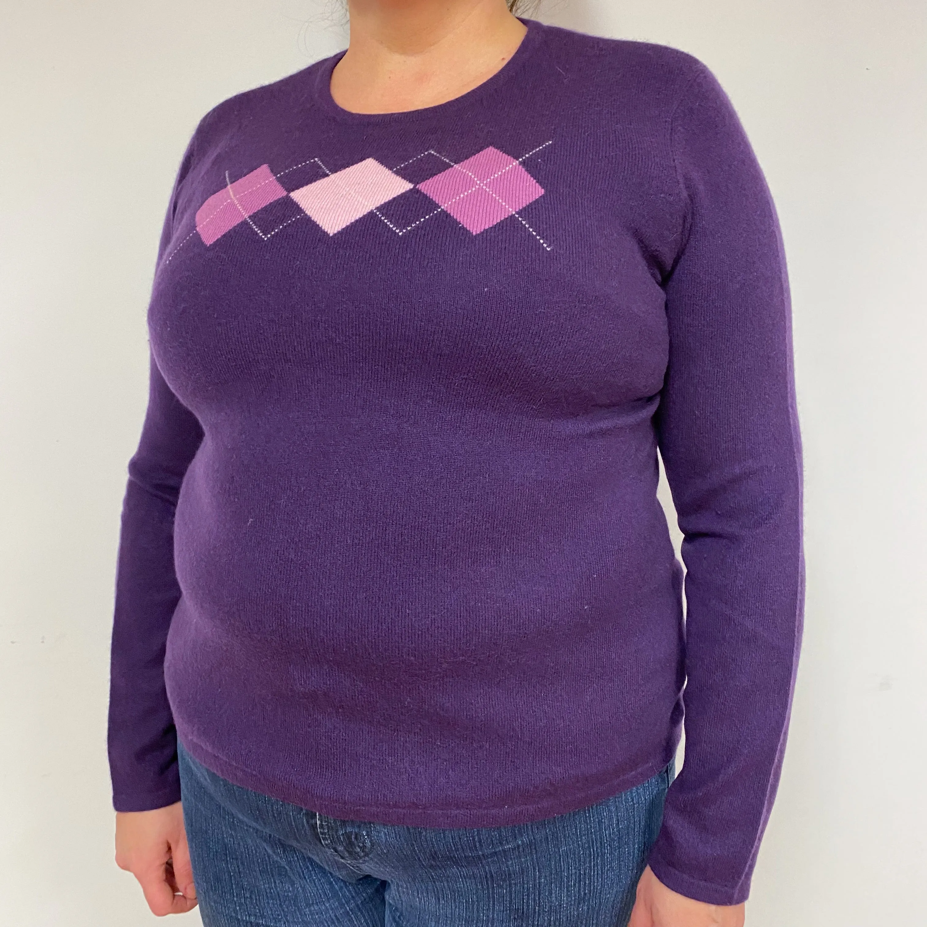 Purple Diamond Cashmere Crew Neck Jumper Extra Large