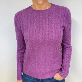 Ralph Lauren Purple Cable Cashmere Crew Neck Jumper Medium
