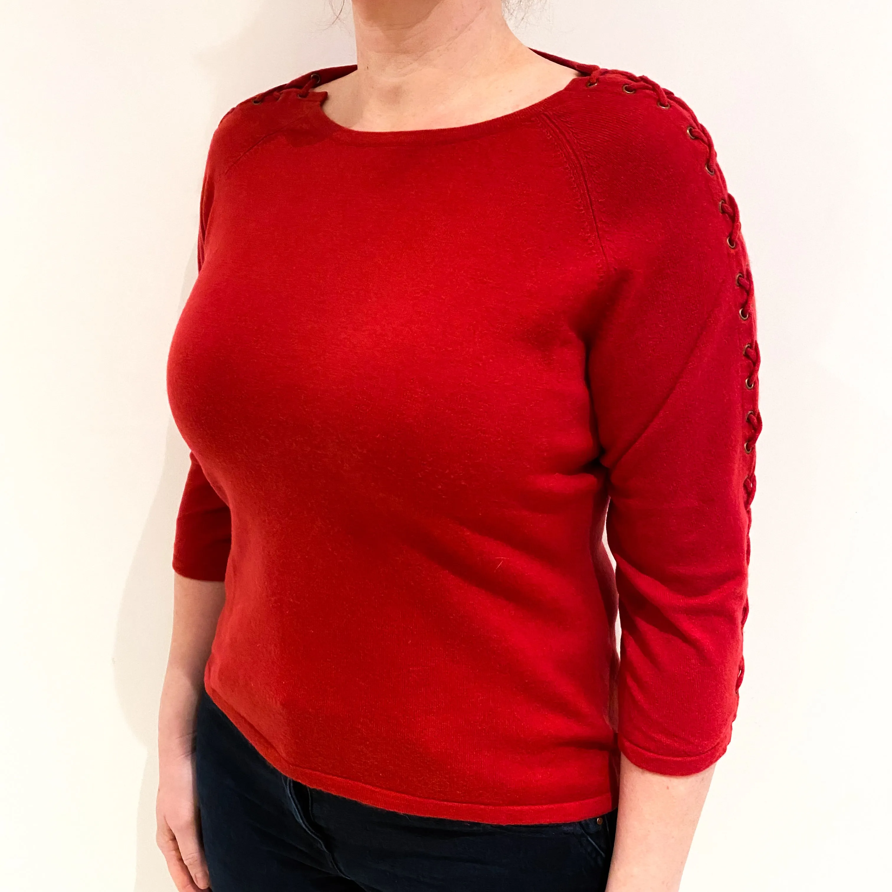 Ruby Red Cashmere Crew Neck Jumper Large
