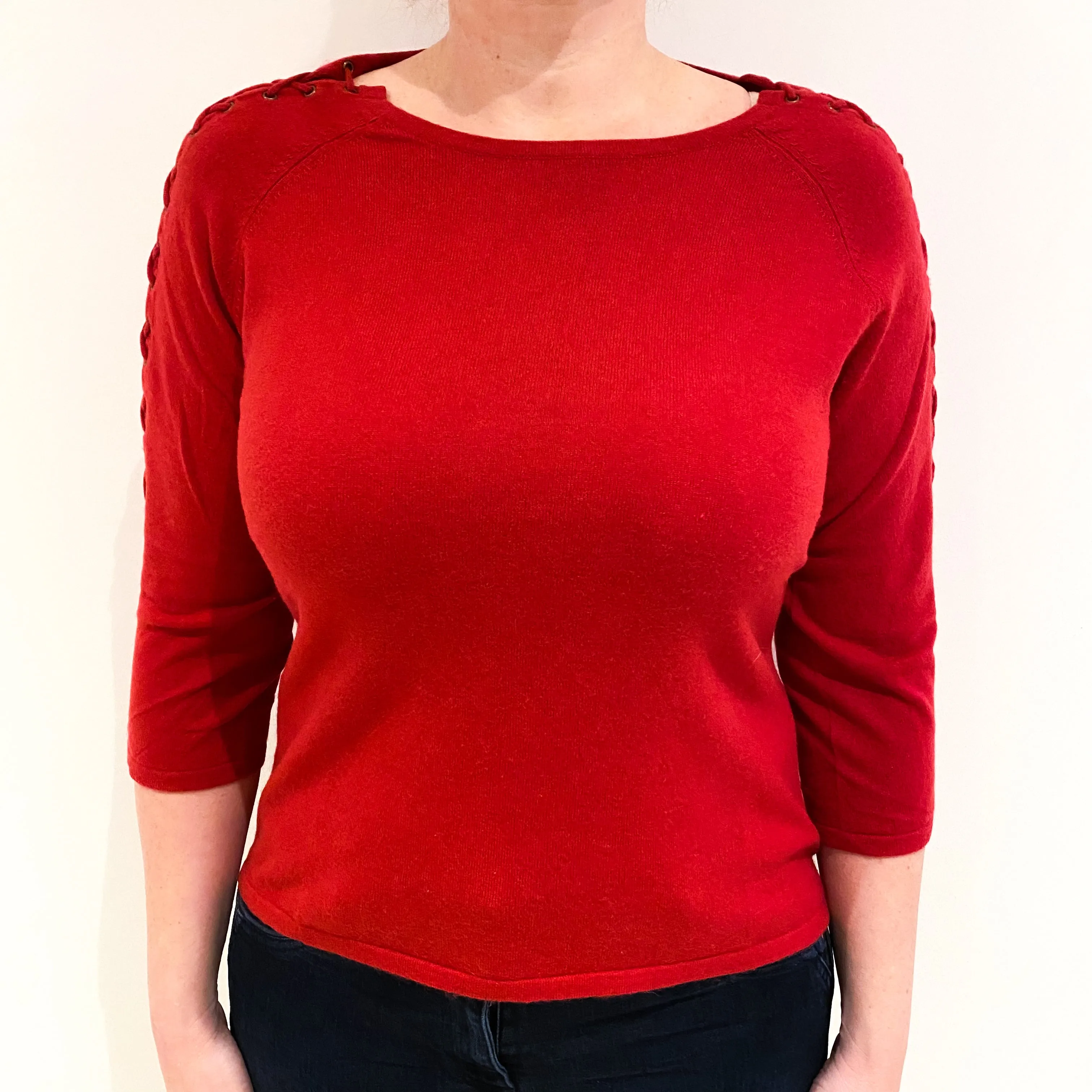 Ruby Red Cashmere Crew Neck Jumper Large