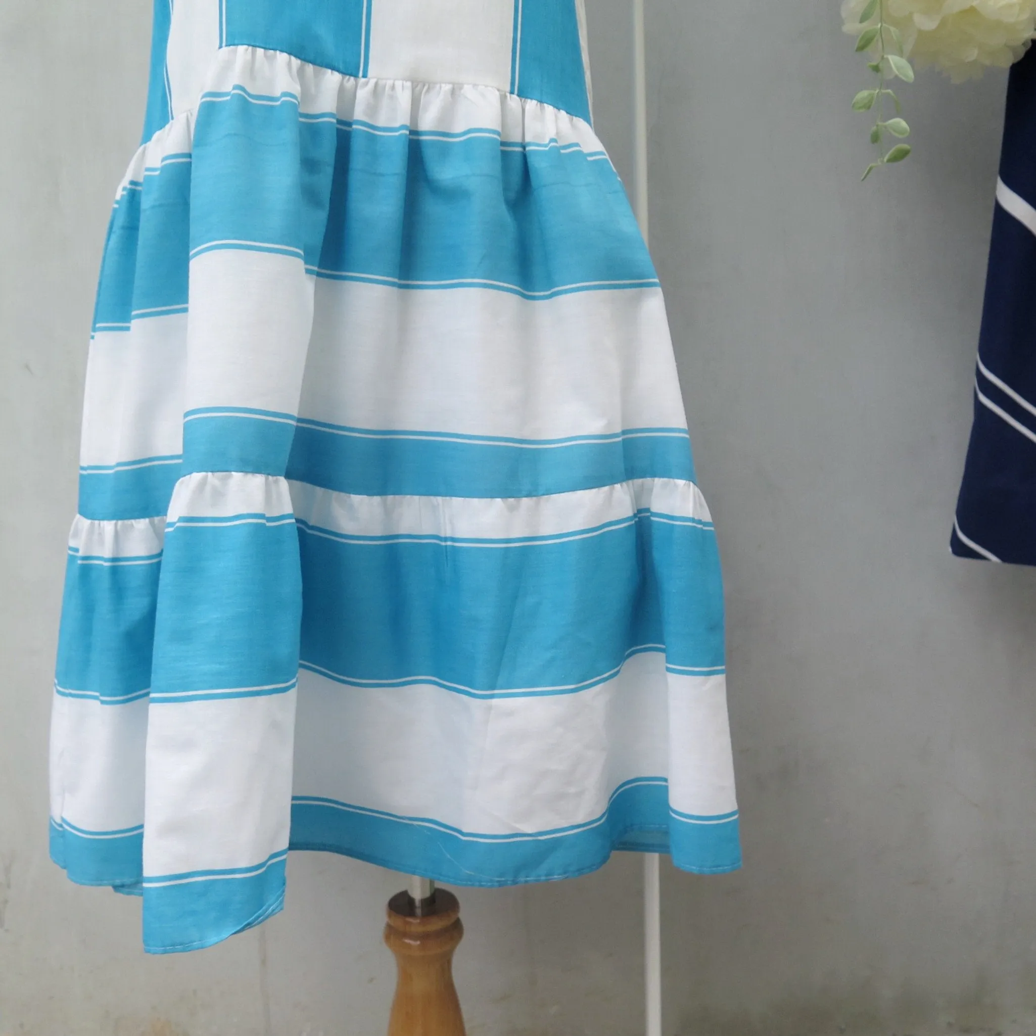 SALE | Podgy & Tess | Vintage 1980s bright blue and white Strappy Hippie-70s summer sundress