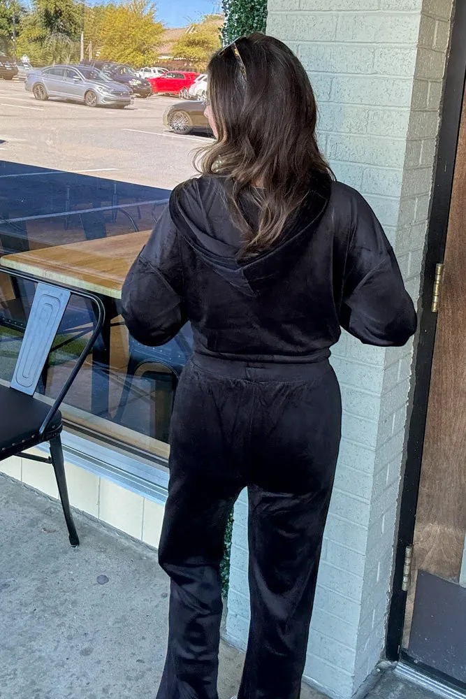 SALE-Zenana-Velvet Zip Up Hoodie And Pants Set