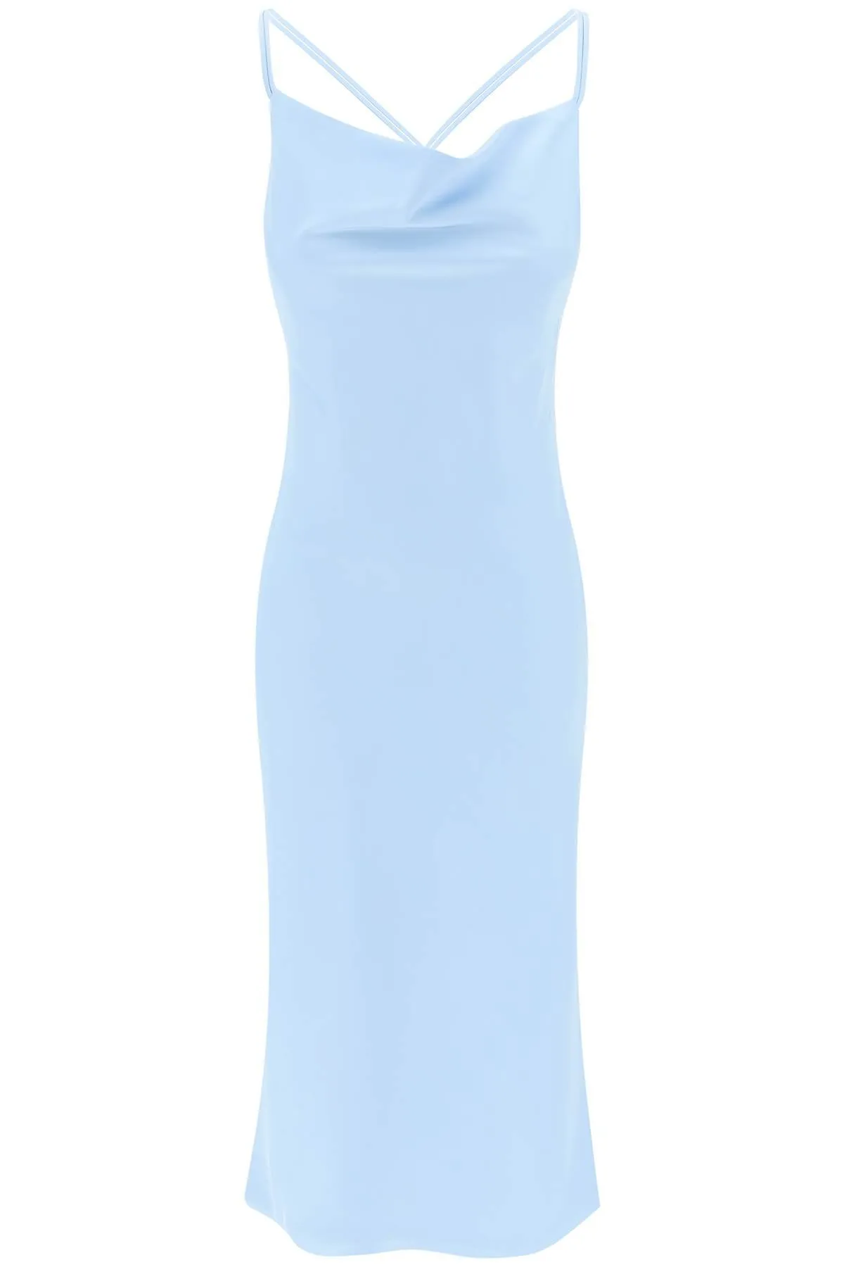 satin midi slip dress for a