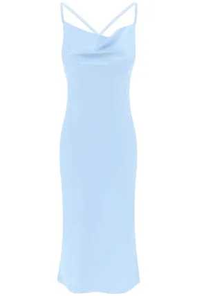 satin midi slip dress for a