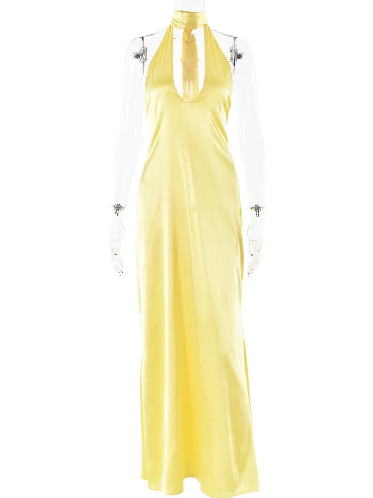 Satin Open Back Dress