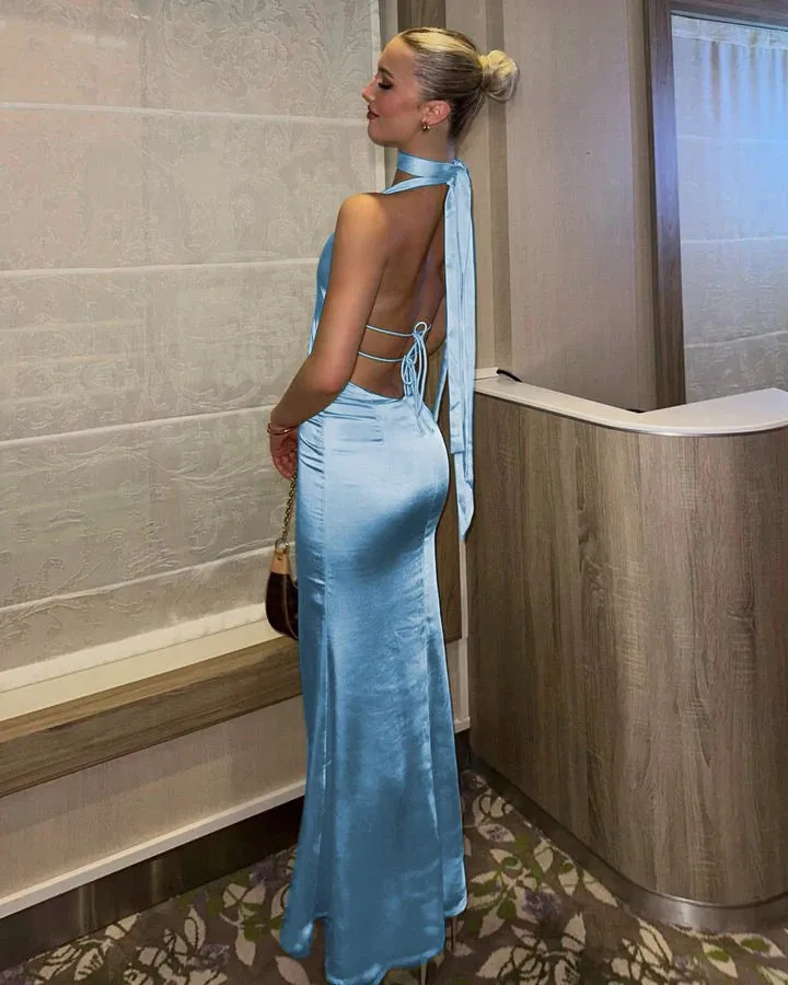 Satin Open Back Dress