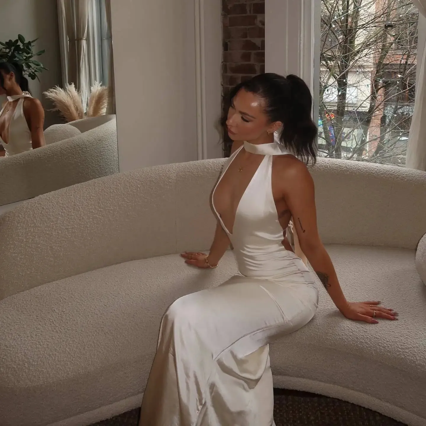 Satin Open Back Dress