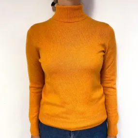Satsuma Orange Cashmere Polo Neck Jumper Small