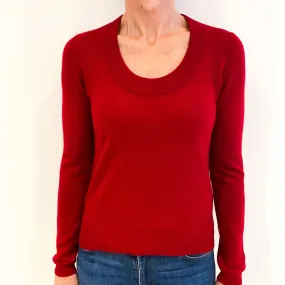 Scarlet Red Cashmere Scoop Neck Jumper Small