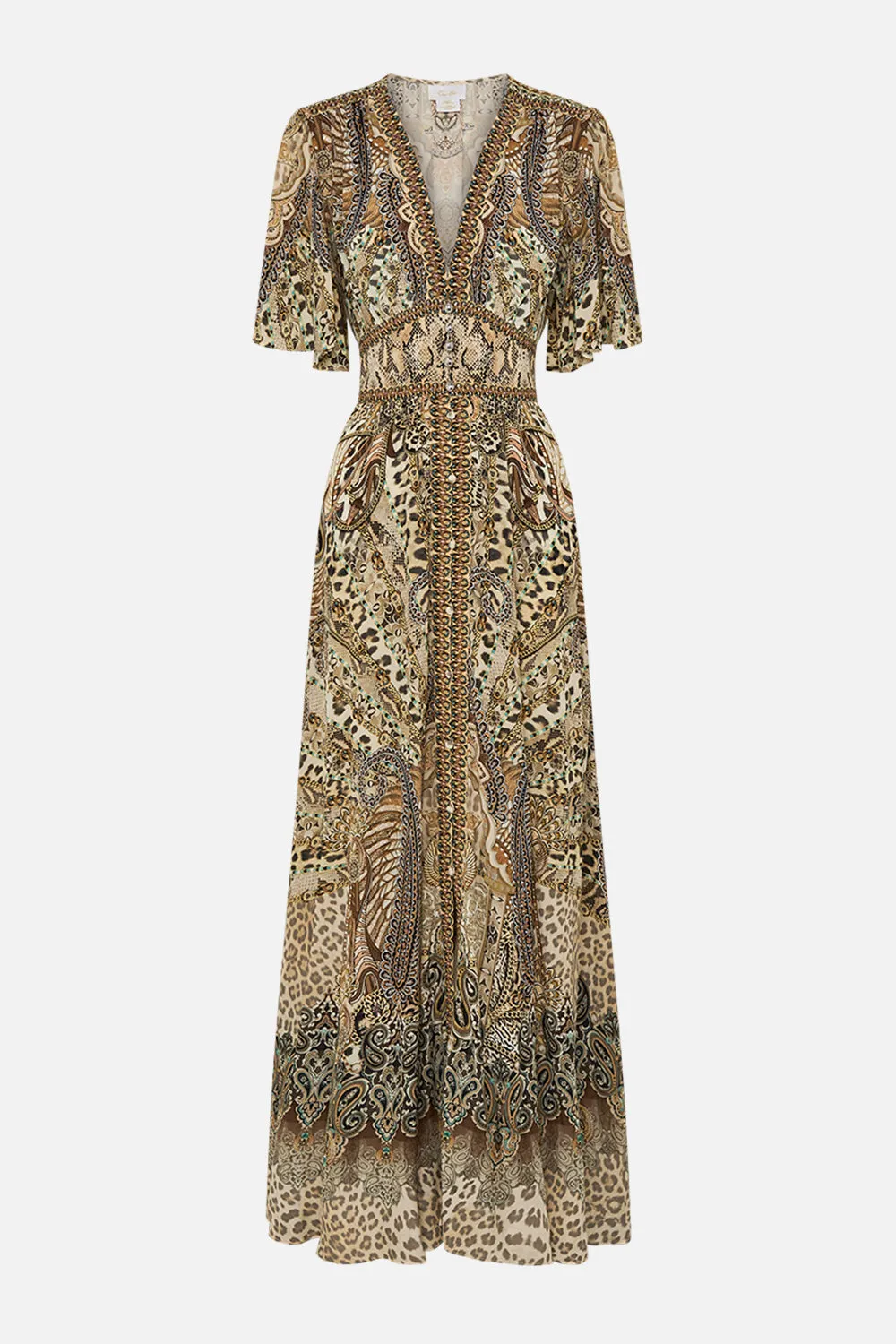 SHAPED WAISTBAND DRESS WITH FLUTTER SLEEVES THE THRONE ROOM