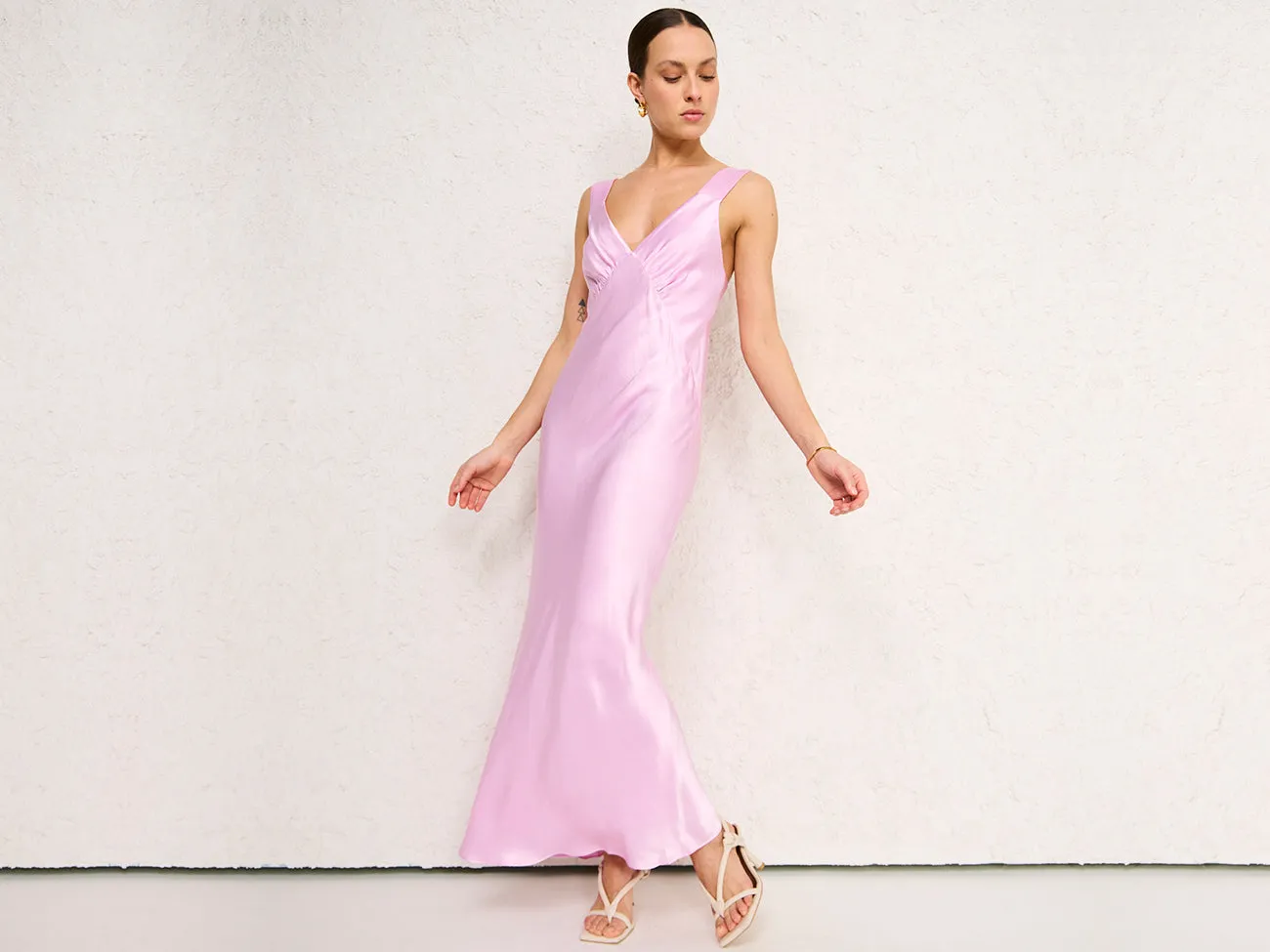 Shona Joy Plunged Midi Dress in Peony