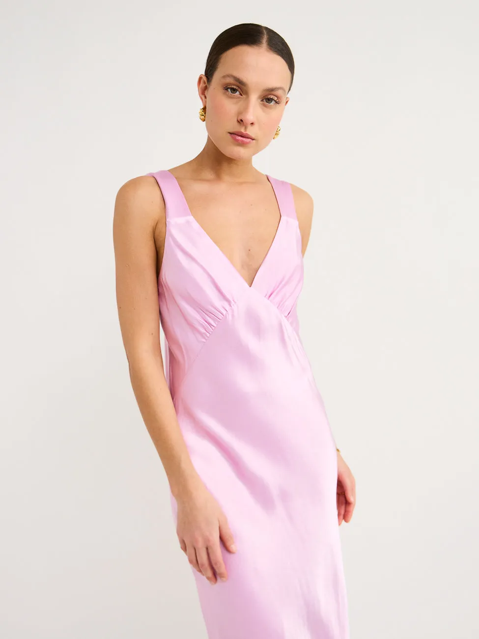 Shona Joy Plunged Midi Dress in Peony