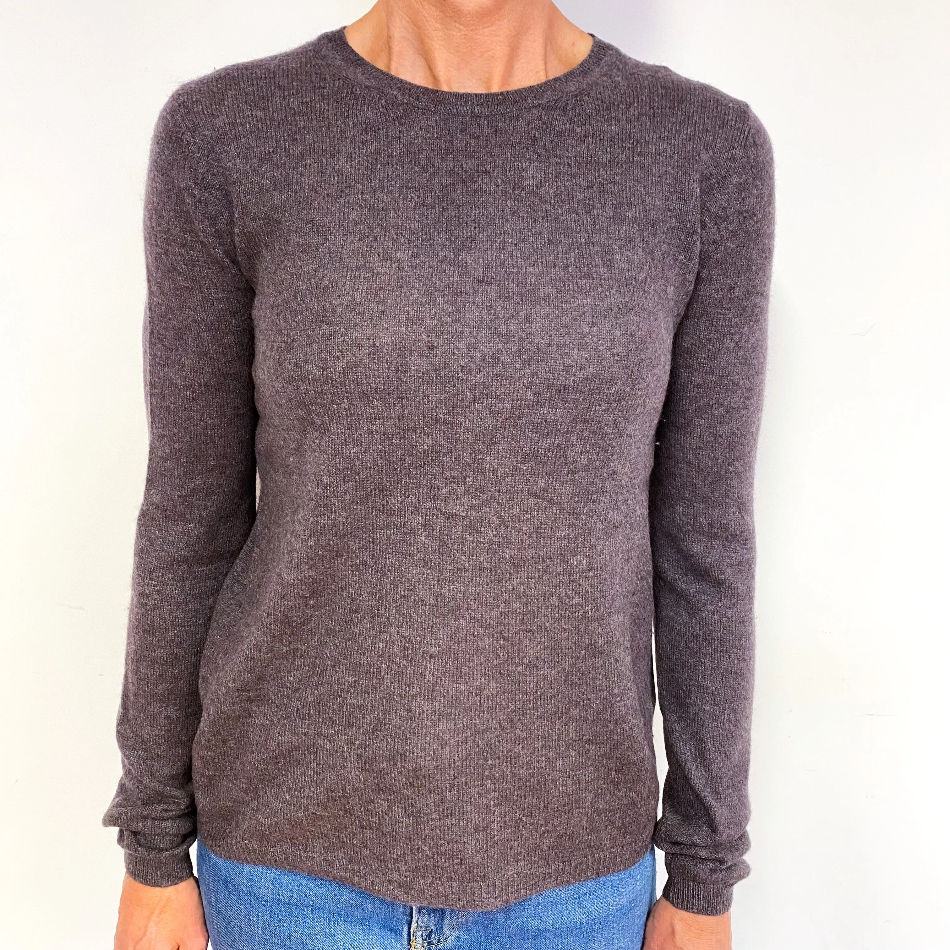 Slate Purple Cashmere Crew Neck Jumper Medium