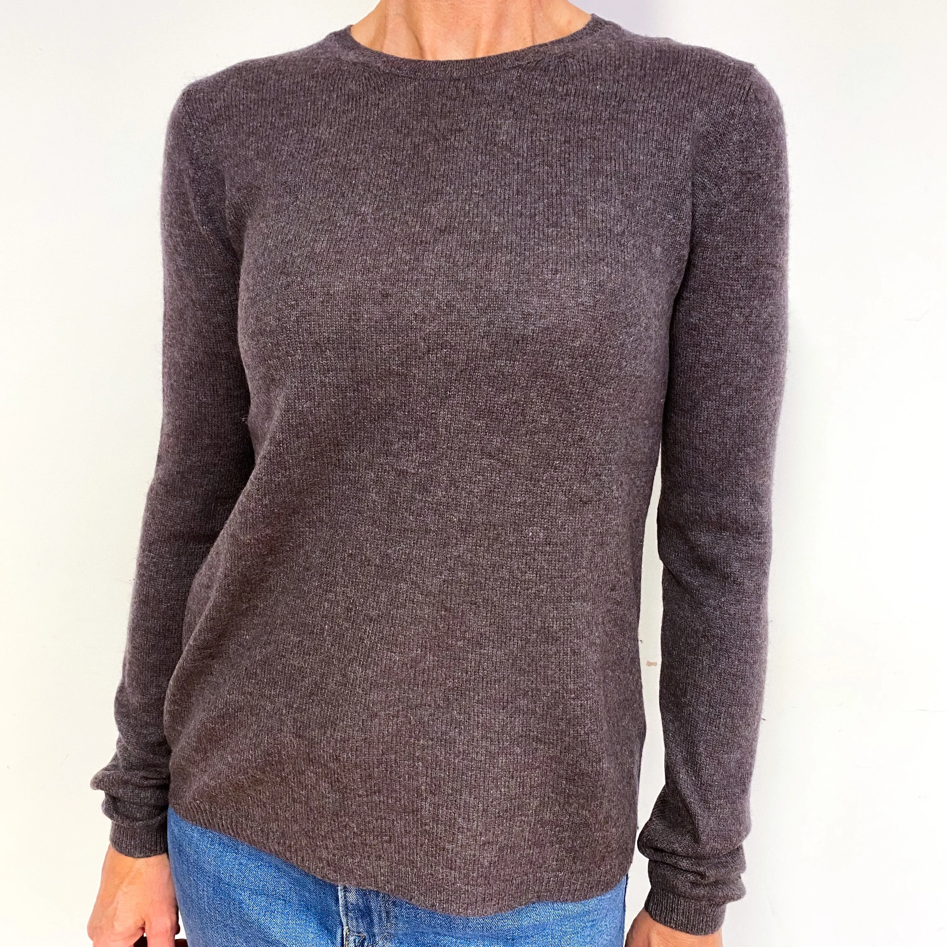 Slate Purple Cashmere Crew Neck Jumper Medium