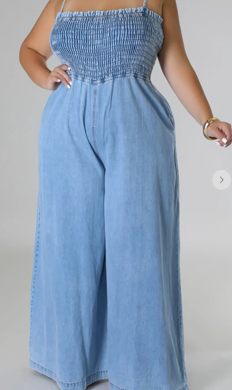 Sleeveless Denim Jumpsuit