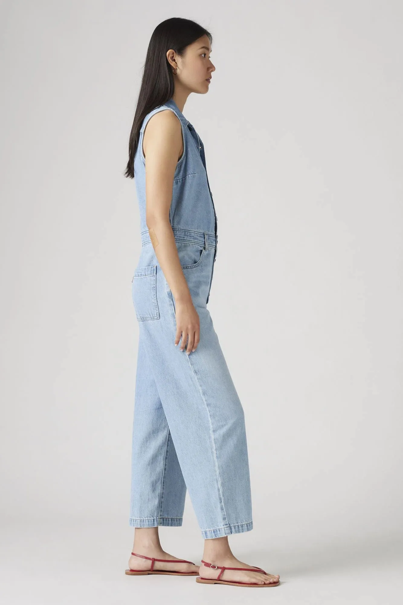 Sleeveless Denim Jumpsuit